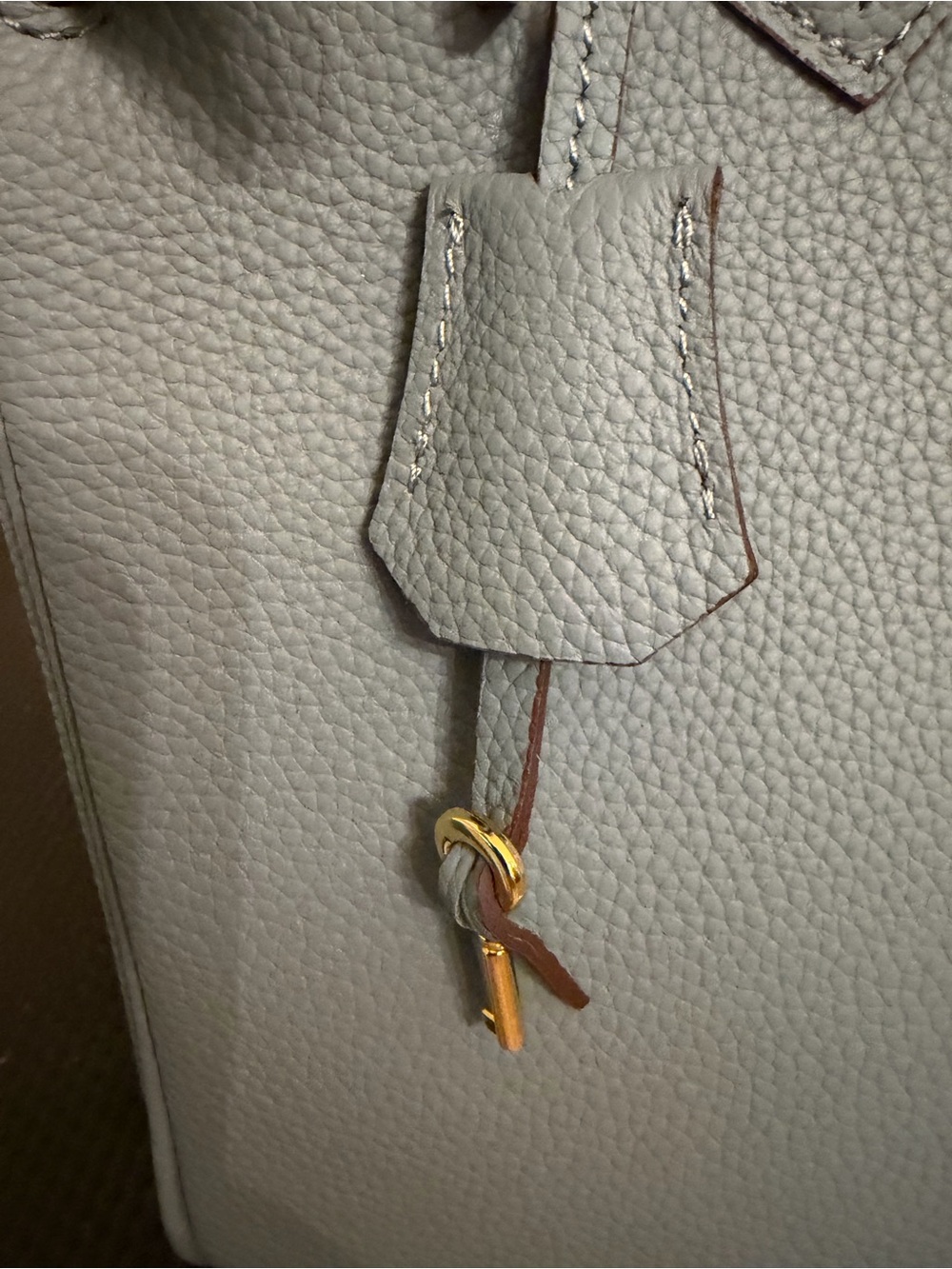 Luxury Real Leather 30cm Satchel in Light Blue with Gold Hardware - Picture 7 of 11